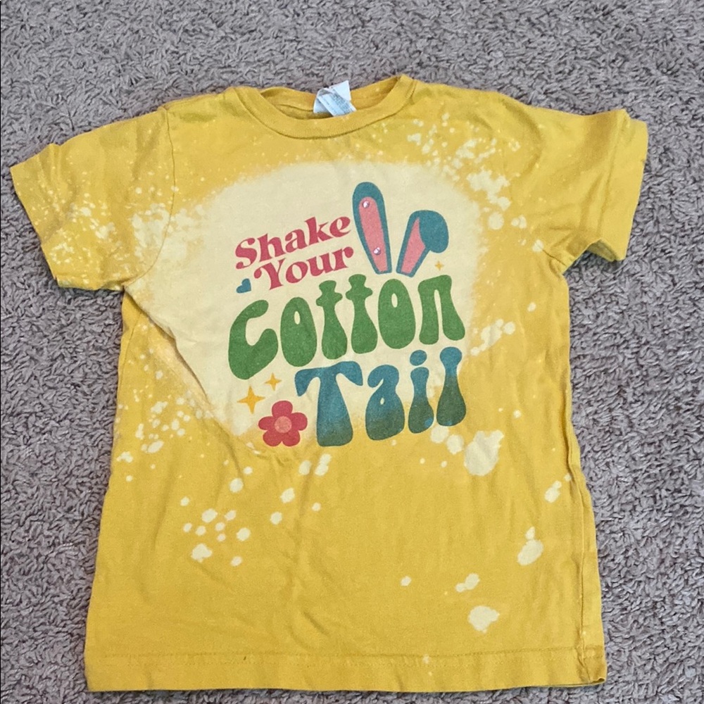 Live and Tell Designs Easter bunny 🐰 Yellow Kids Graphic T-Shirt XS